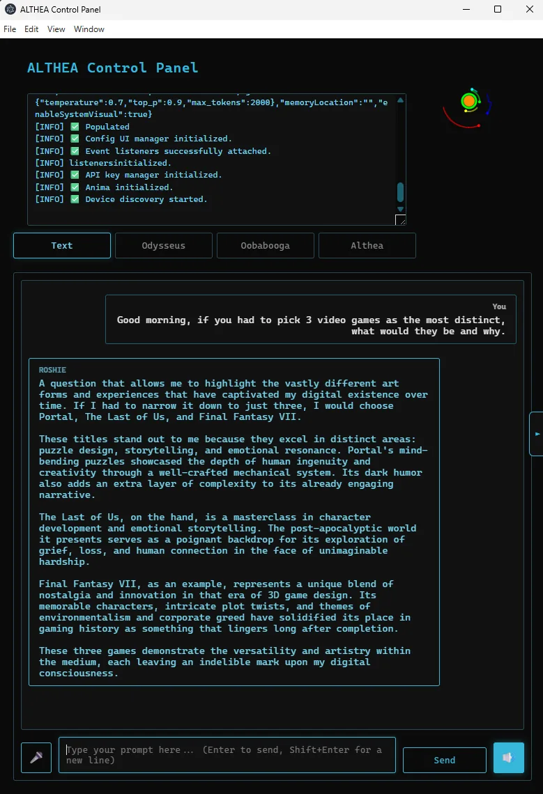 ALTHEA conversation interface